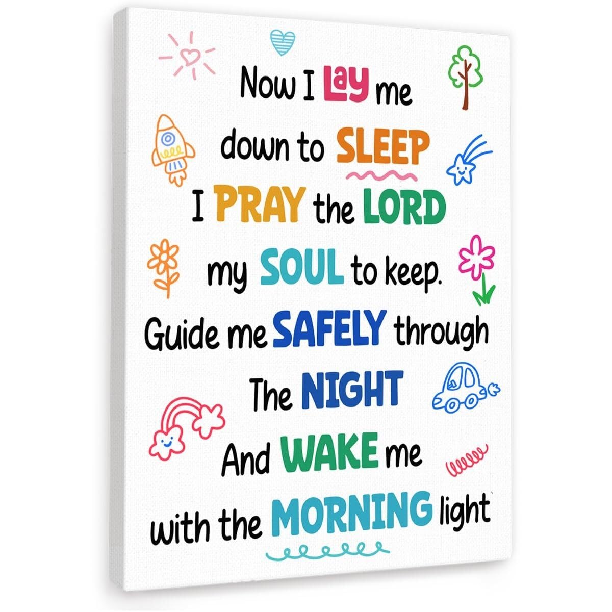 RNUMLIGH Bedtime Prayer for Wall-Art - Now I Lay Me Down to Sleep Inspirational Poster Christian Decor(Framed,08x12inch(20x30cm))