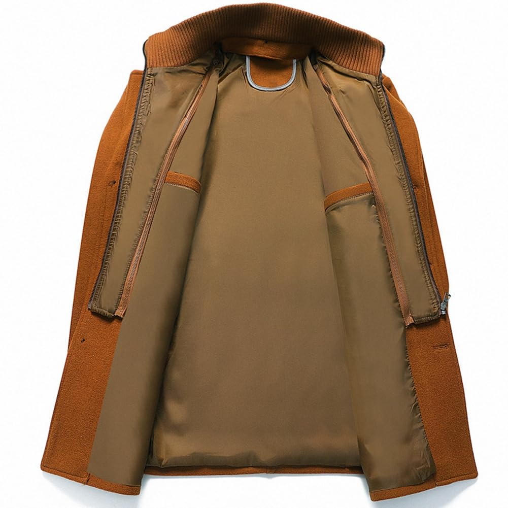 Cappotto da Uomo Invernale in Lana Sintetica Spessa Trench Cappotto di Media Lunghezza Slim Fit Imbottito Giacche Caldo Casual Peacoat Con Cappuccio Rimovibile
