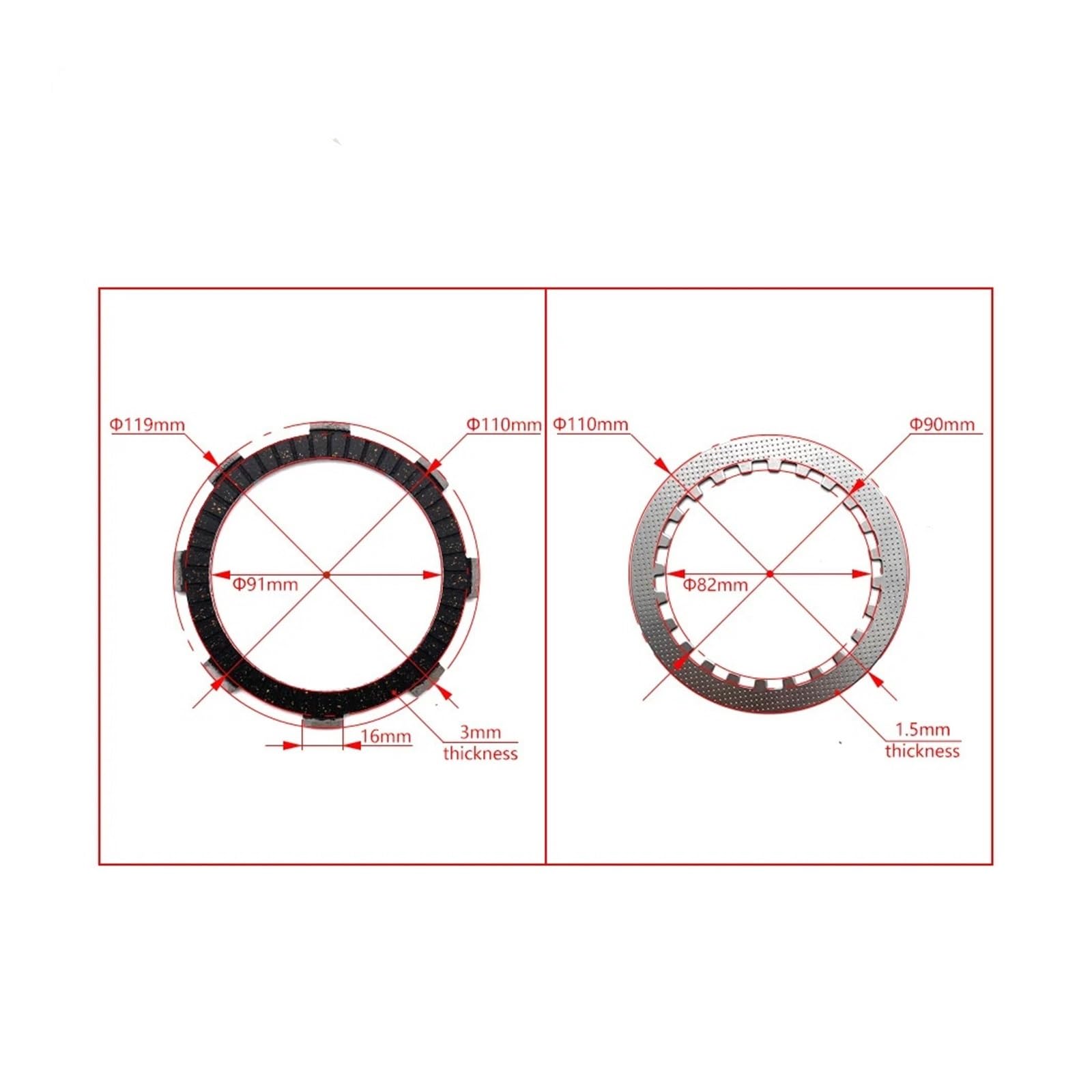 Motorrad-Kupplungsscheiben-Reibplatten-Kit 82/91 Mm Stahl-Kupplungsbelag Kompatibel For LONCIN YBS300 YB300H Motorzubehör(A Set)