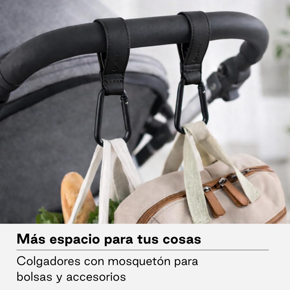 Jané Ganci Universali per Passeggino Set 2 Pezzi Fino a 5 kg Cinghie Regolabili Antiscivolo Nero