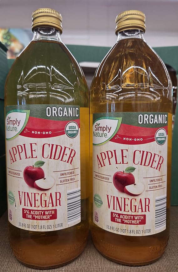 Simply Nature Organic NON-GMO Apple Cider Vinegar 33.8fl oz 1 liter (Two Bottles)