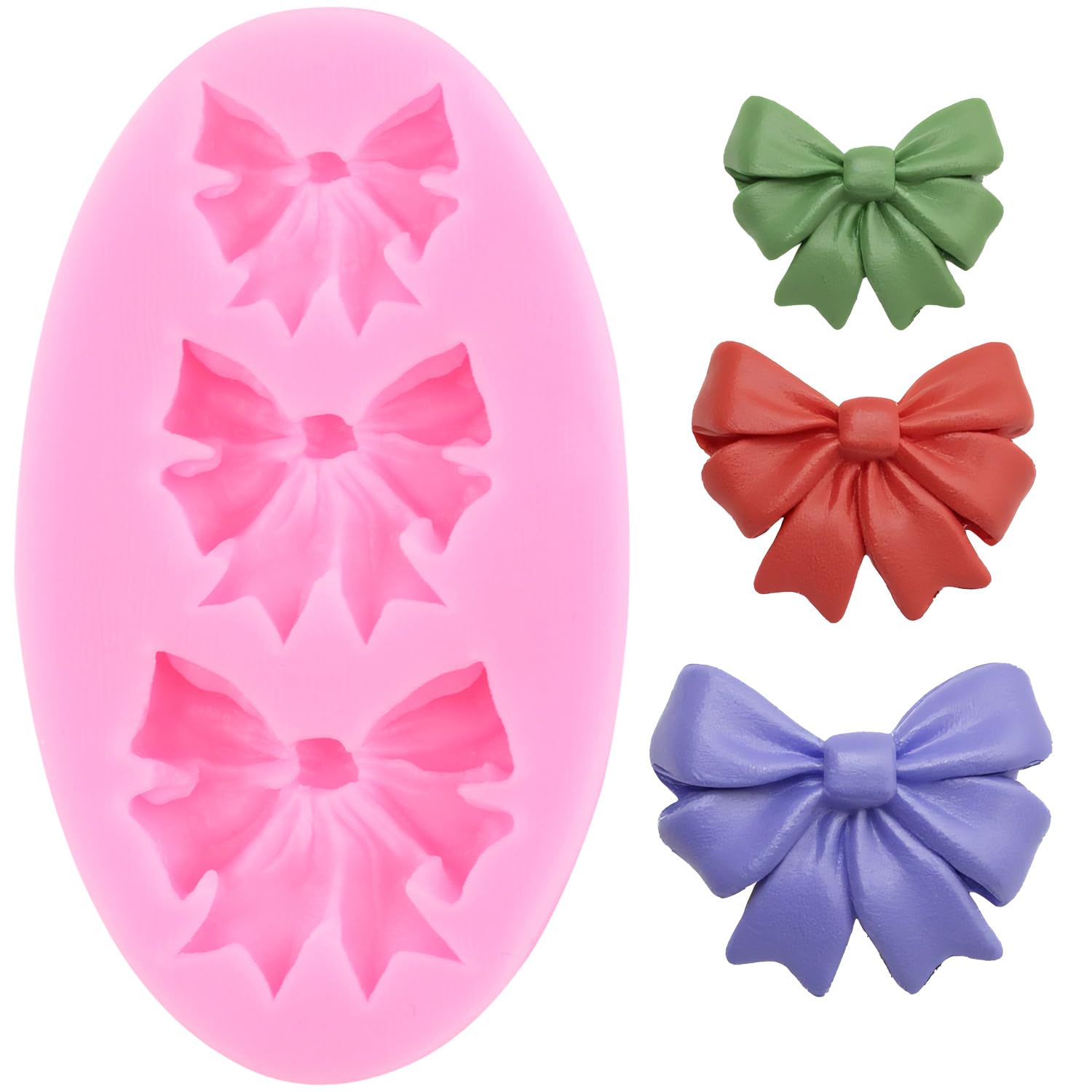 4 Gat Boog Chocolade Siliconen Mal 4 Stks Boog Fondant Mini Mold Cartoon Vlinder Tie Eetbare Cartoon Cake Mallen Voor Bakken Roze Strik Snoep Mallen Voor Maken Cupcake Zeep Koekje Klei Decoratie