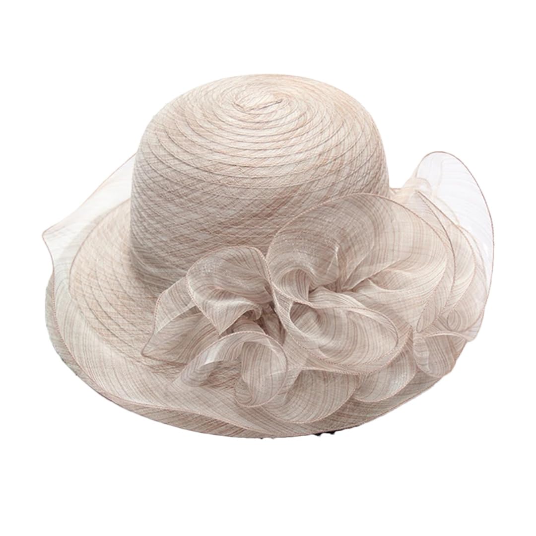 Yeuyyben Cappello da donna in organza per matrimonio estivo da chiesa cappello da donna Tea Party Bow Hat femminile