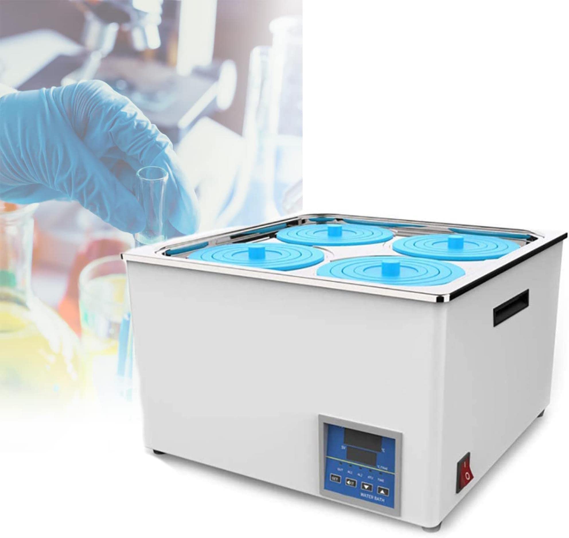 Baño María termostático Digital de Laboratorio, 10 l Baño María termostático eléctrico con 4 Aberturas y Tapas Protectoras para experimentos de Laboratorio