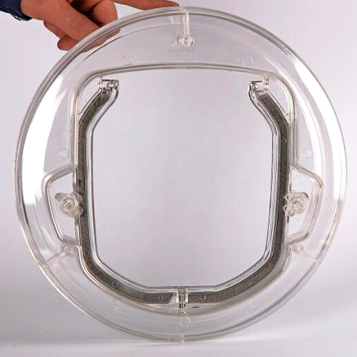 Porta per gatti per porte interne ed esterne, trasparente a 4 vie, con chiusura a 4 vie, cancello rotondo resistente, kit rivestimento gatti cuccioli
