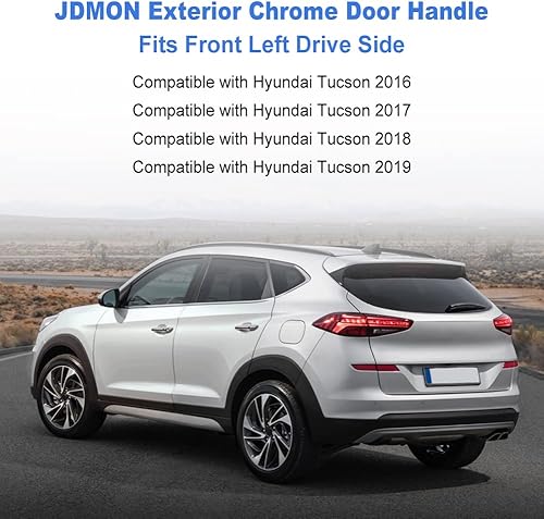 Miniatura 2 de JDMON Compatible con manija exterior cromada para puerta Hyundai Tucson 2016 2017 2018 2019 16 17 18 19 reemplaza 82651D3710 82651-D3710 delantero