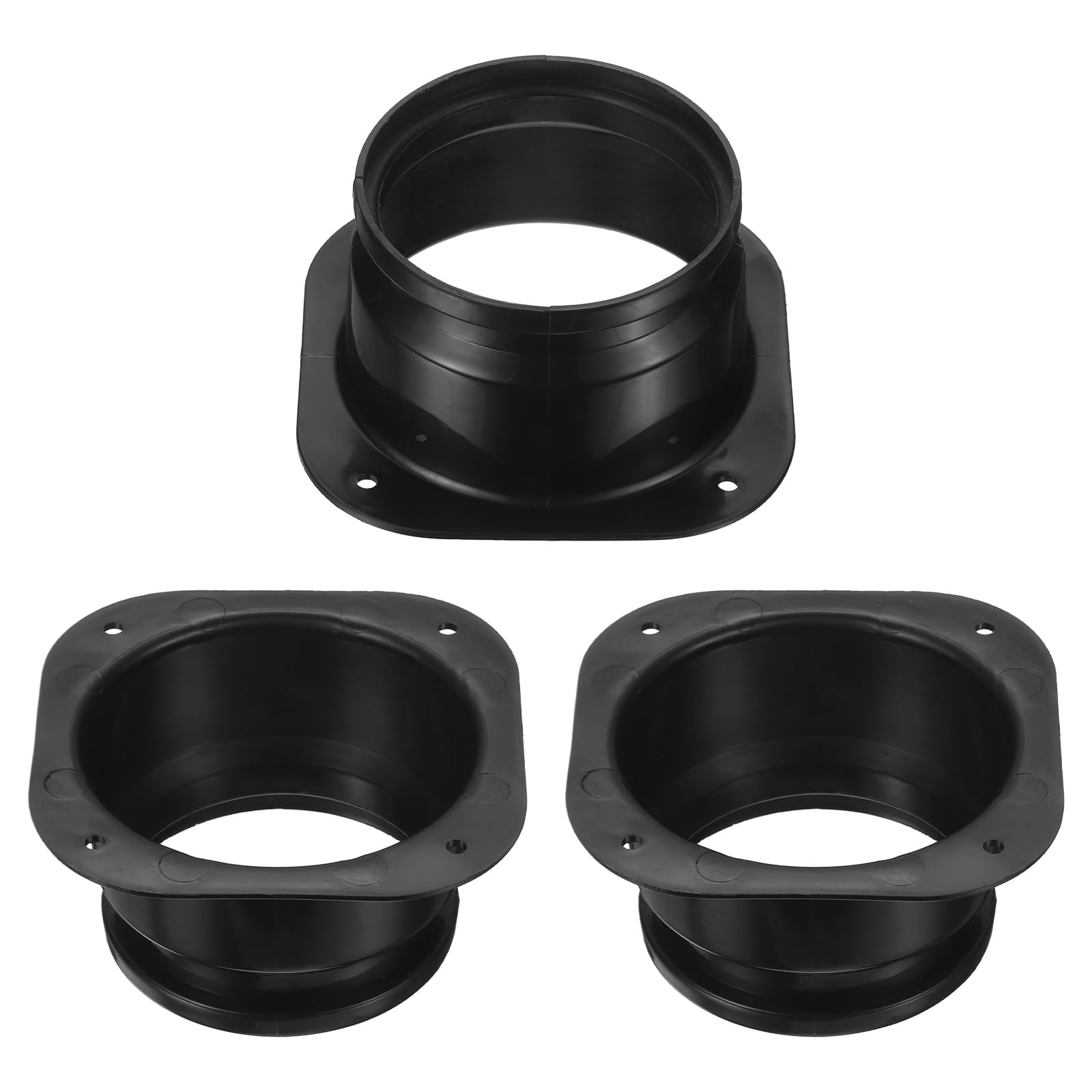 PATIKIL 4 Inch Duct Connector Flange, 3Pack Plastic Straight Pipe Flange Dryer Vent Connector for Air Heating Cooling Ventilation HVAC System, Black