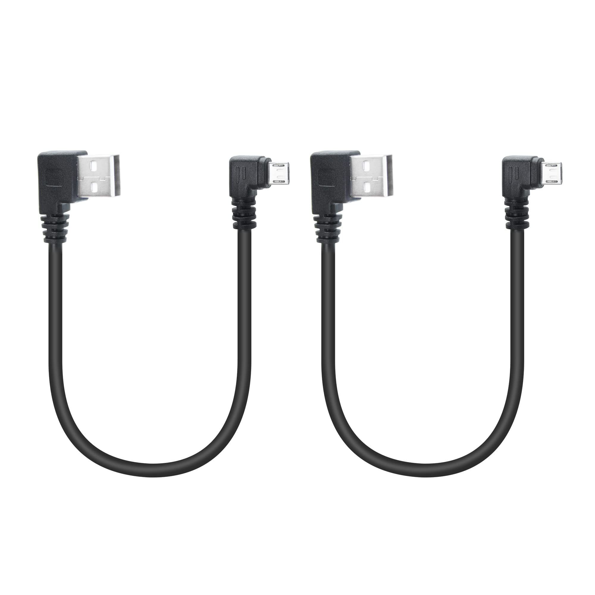 Maixbomr 90 Degree Micro USB Cable, 25cm Right Angle USB A to Micro USB Charging and Data Transfer Cable for Phone, Dash Cam, Camera (2Pcs)