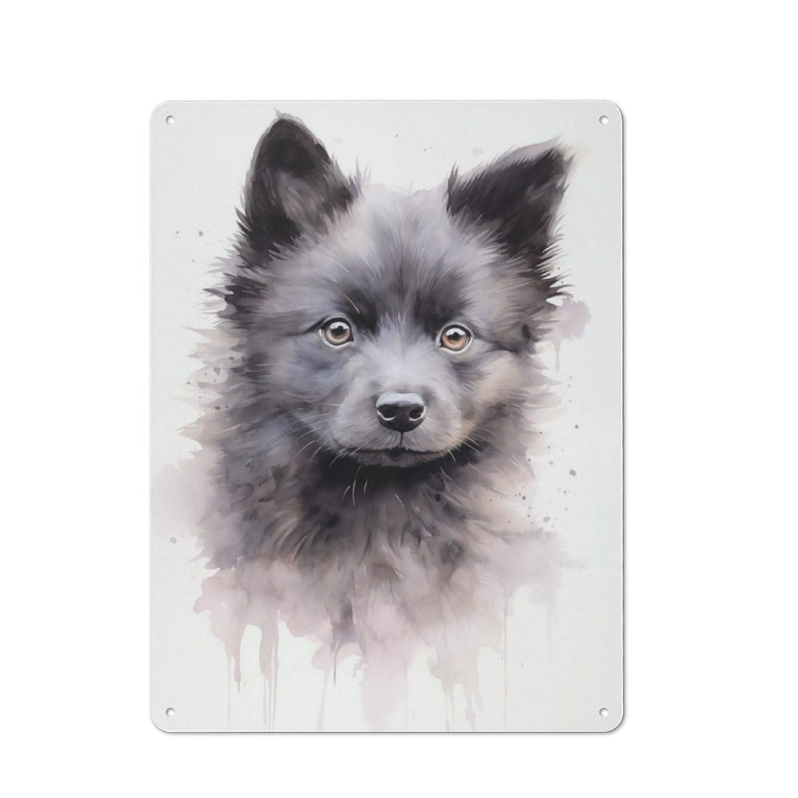 Junmoney Schipperke Watercolor Old Style Metal Sign 40X30cm, Bar Wall Plaque For Diner, Restaurant, Shed Or Kitchen