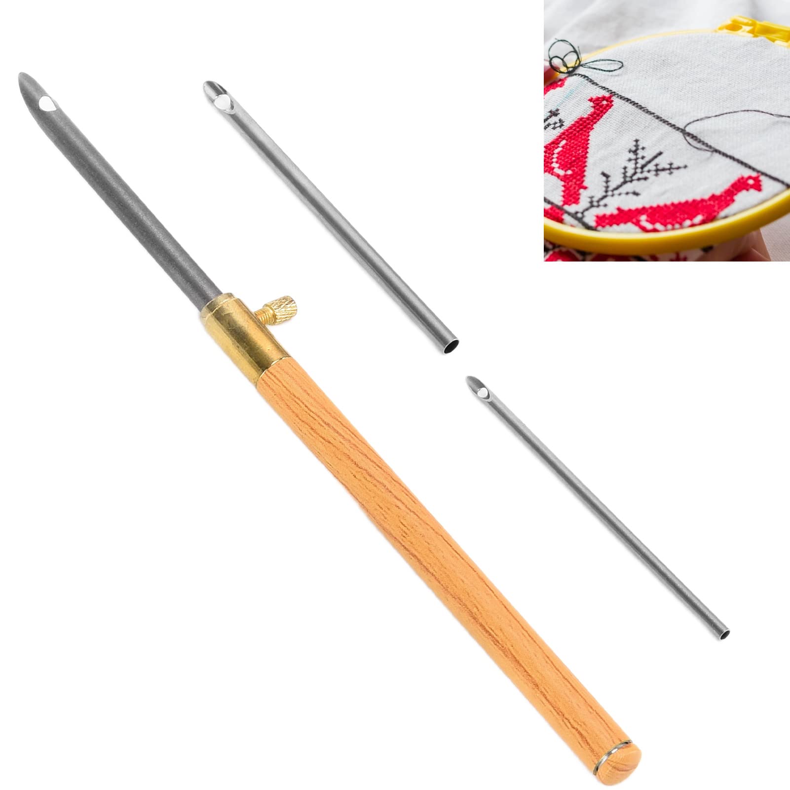 SYH&AQYE Set di Aghi da punzonatura, Penne da Ricamo con 3 Aghi di Ricambio Strumento per Maglieria Artigianale per Filo da Ricamo Principianti a Punto Croce(Large)