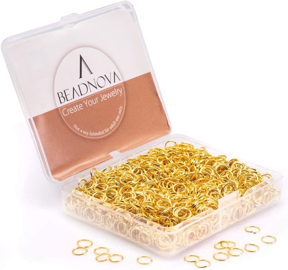 BEADNOVA 6mm Jump Rings Gold Jump Rings for Keychains Jewelry Making Findings for Necklace Repair (1200Pcs)