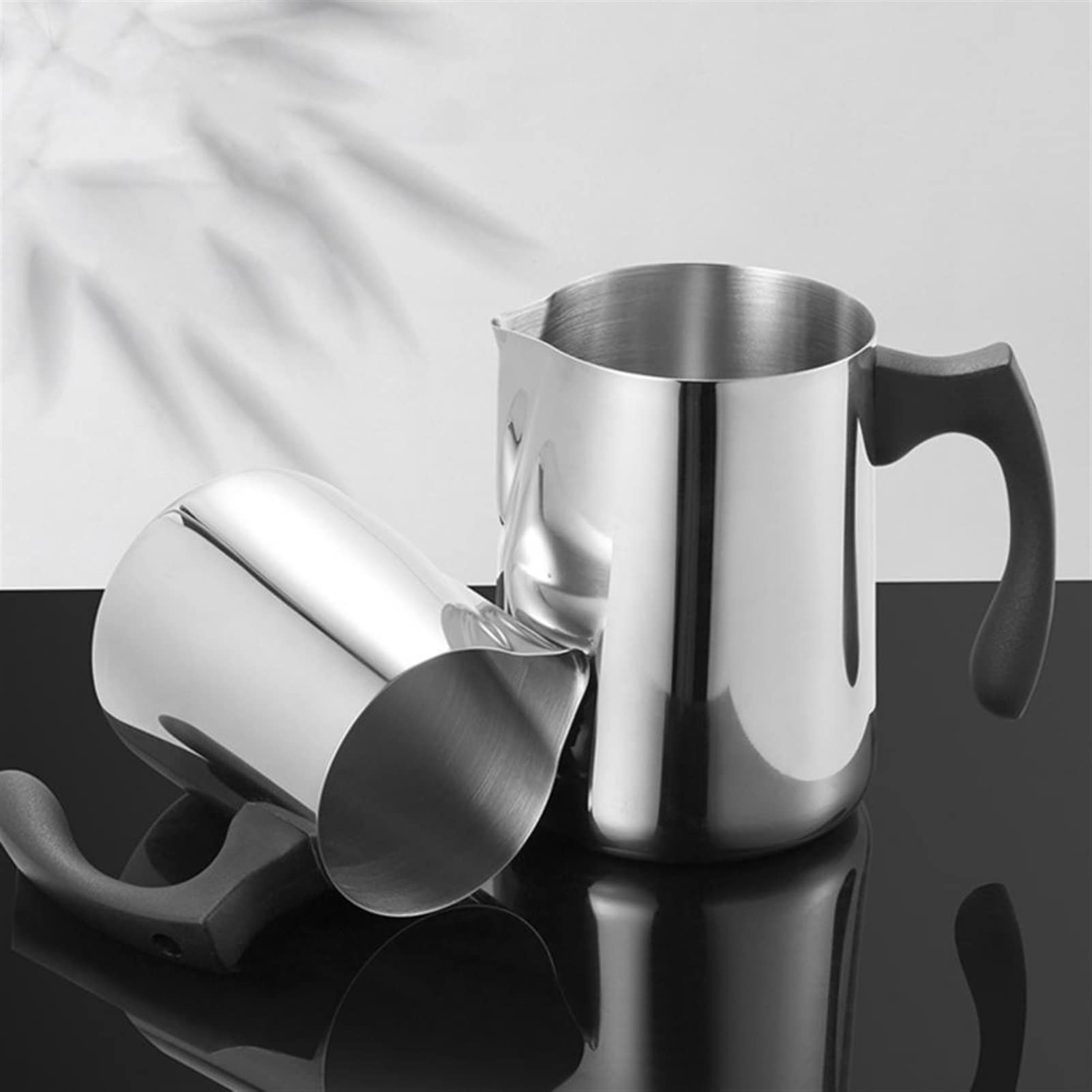 caihuashopping Milchkrug Latte Art Cup Milk-Krüge Edelstahl Schaumstoff-Pull-Pull-Pull-Pokal-Auslauf Latte Schaumkunst-Kugelkranz-Becher-Tasse Milchkännchen Porzellan (Color : S)