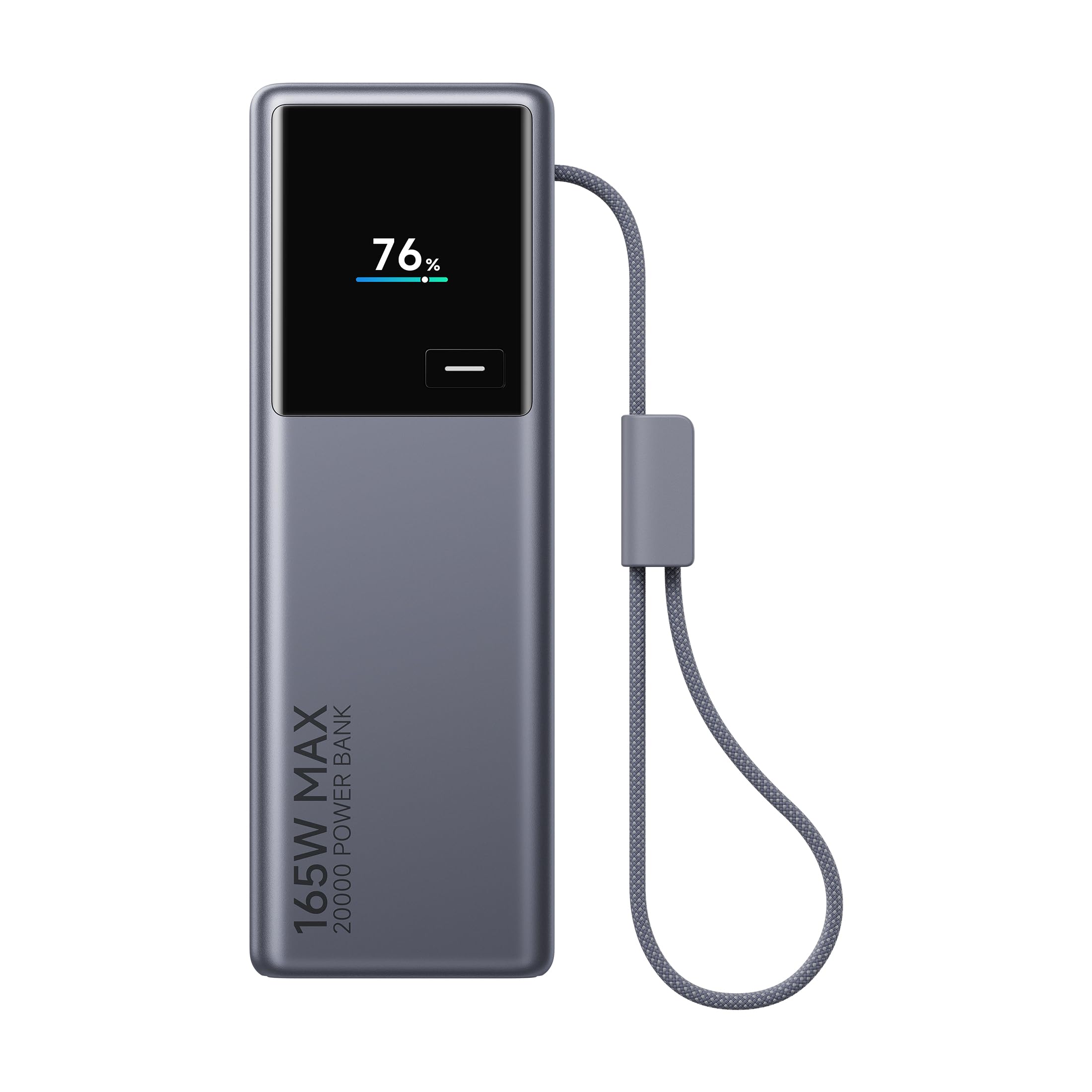 Xiaomi MI Power Bank 20000 165W Fast Charging|Built-in USB-C Cable|12Layer Protection|Digital Display|Triple Output|Charges Laptop,Tablet,Phone,Earbuds,Watch|Space Grey|2026 Sep Launch