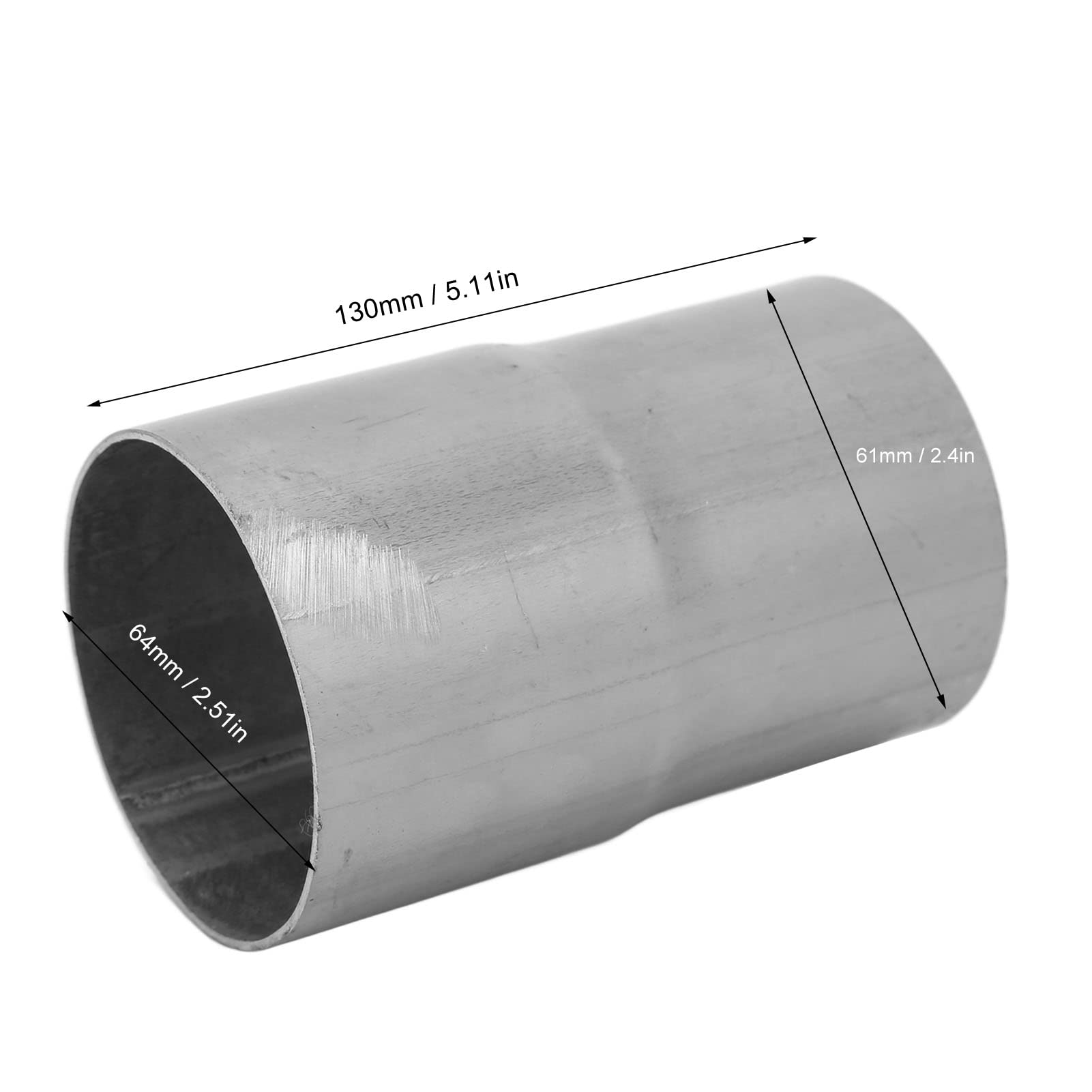 Tubo Connettore Marmitta 60mm 63mm, Tubi Universali per Auto Riduttore Adattatore per Tubo di Scarico Collegamento in Acciaio Inossidabile Adatto per la Maggior Parte delle Auto