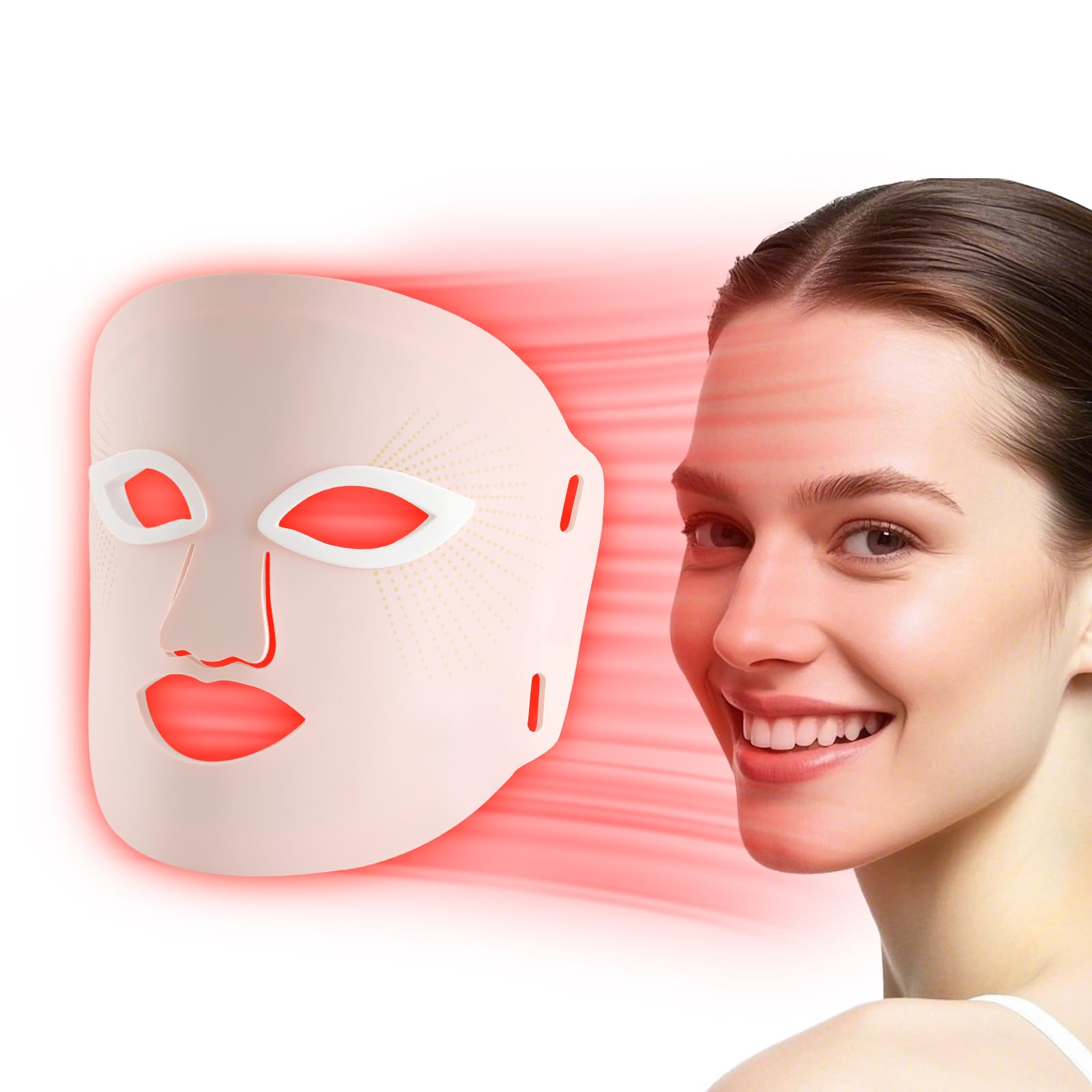 Red Light Therapy Mask, Red Light Therapy for Face, 7 Colors LED Facial Mask for Wrinkle Remove & Anti Aging, Skin Care Home Travel Use,Pink (Upgraded Version)