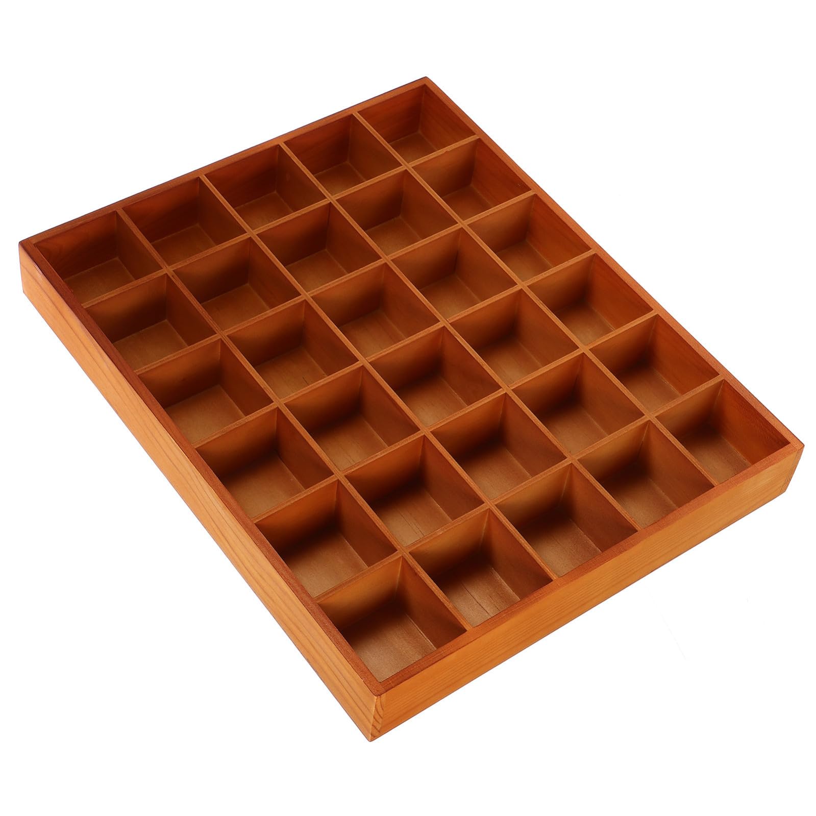 POPETPOP Scatola di Legno Marrone 30 Scomparti, Organizer Elegante per Calzini e Accessori, Massimizza lo Spazio e Dura