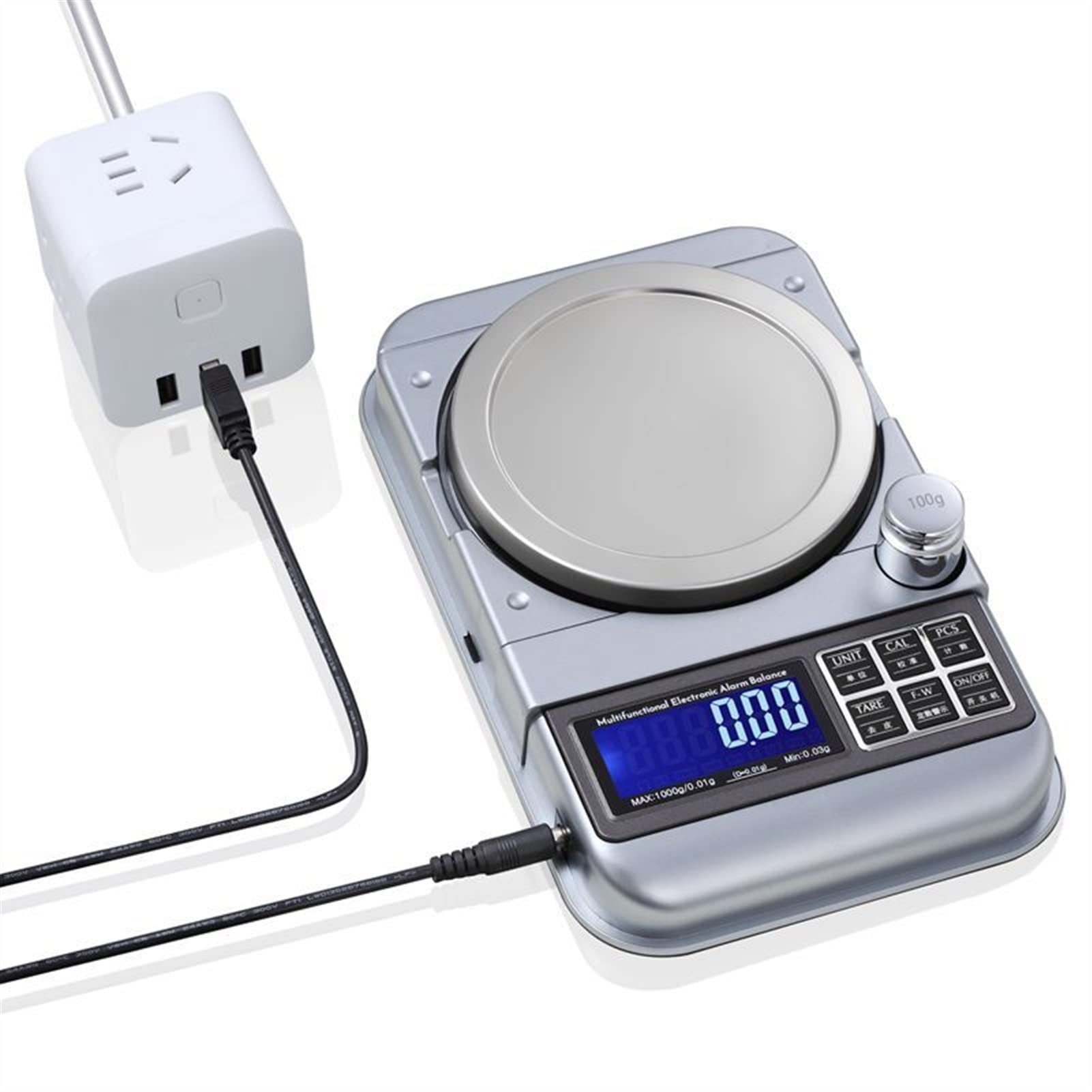 Báscula de Cocina Báscula electrónica Profesional USB, Báscula contadora, Advertencia de Peso, Báscula de Equilibrio, 0,01 g/0,1 g, Báscula para Joyas Accesorios de Cocina