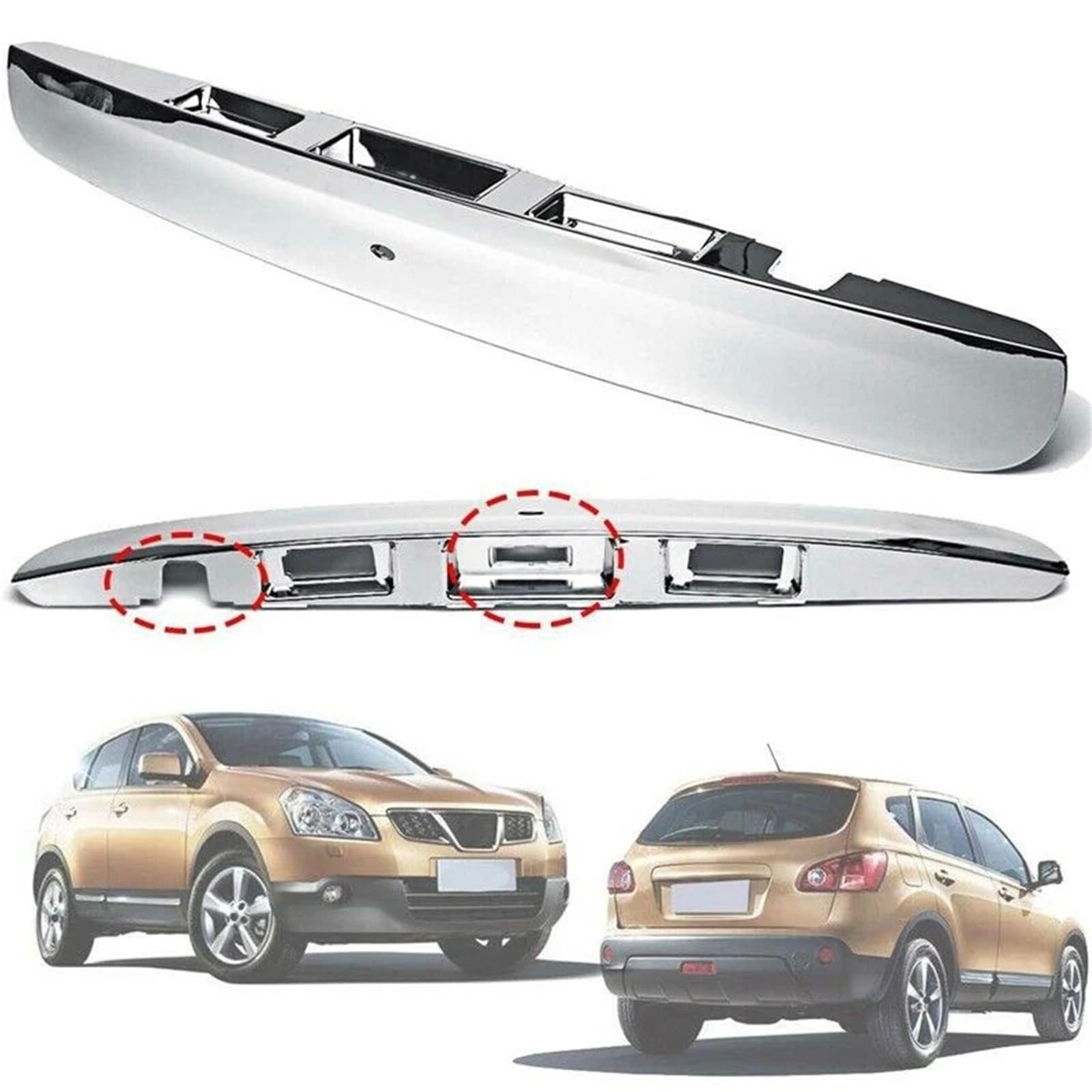 Maniglia Chiusura Portellone Posteriore Maniglia Cromata Per Portellone Posteriore Per Nissan Qashqai J10 2007-2014 Con Foro Per Telecamera Per Chiave Intelligente.