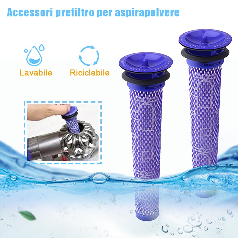 Batteria di Ricambio per Dyson V8 SV10,Batteria Li-ION compatibile con V8 Absolute,Fluffy,Animal SV10, STANEW Batteria di ricambio per Dyson con 2 filtri [Li-ION 21.6v 4500mAh]