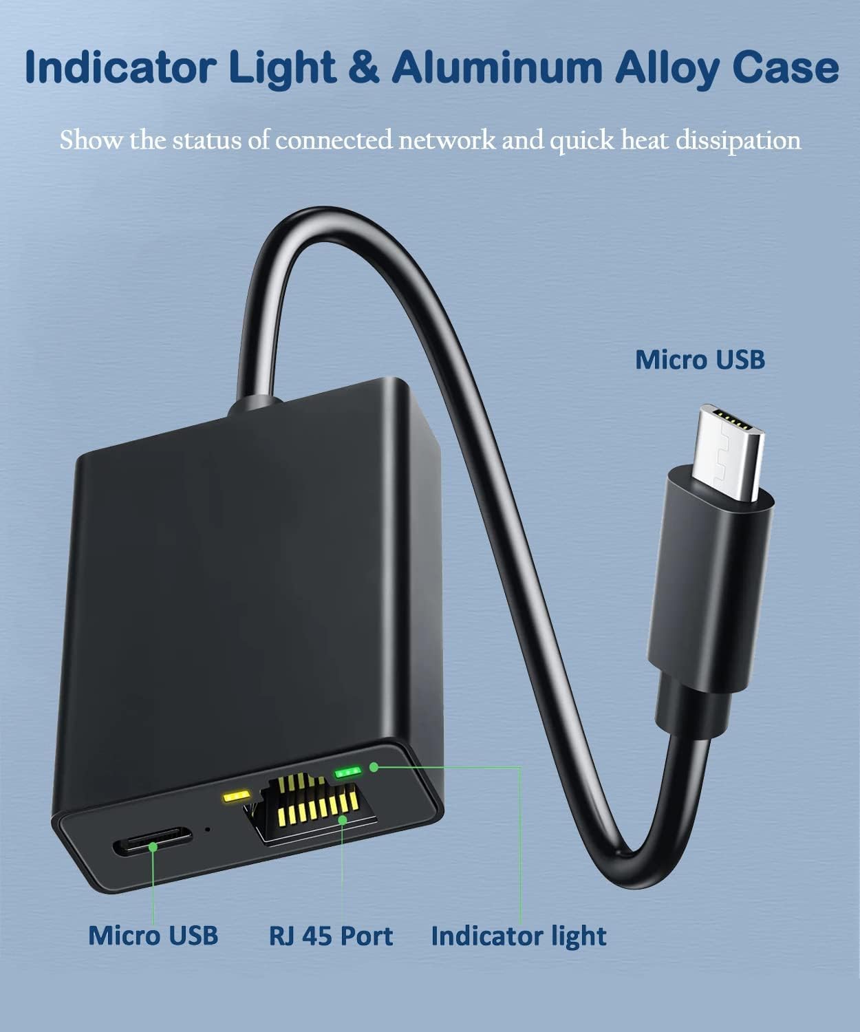 Adattatore Ethernet per Fire TV Stick, Adattatore Micro USB a RJ45 Ethernet Compatibile con Fire Stick, Fire TV Stick 4K, Fire TV Cube, Ultra Audio e altri stick TV per streaming.
