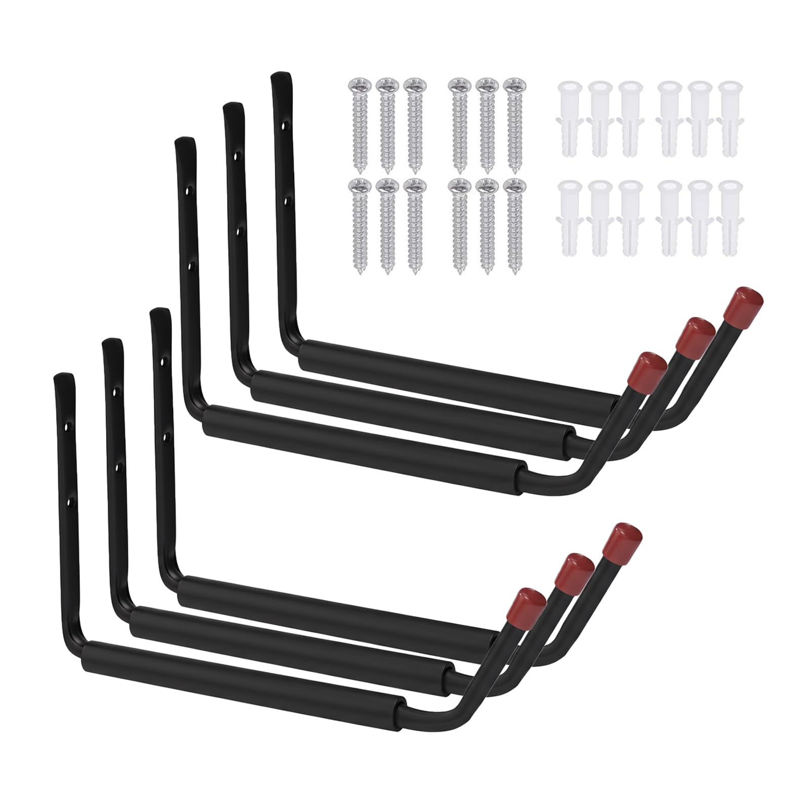 Garagenhaken, robust, Stahlhaken mit EVA-Schaum-Polsterung, 38,1 cm, Wandhalterung, J-Organizer, Aufhänger zum Aufhängen von Fahrrädern, Kajaks, Gartenwerkzeugen, Schlauchen, Fahrradregalen, 6