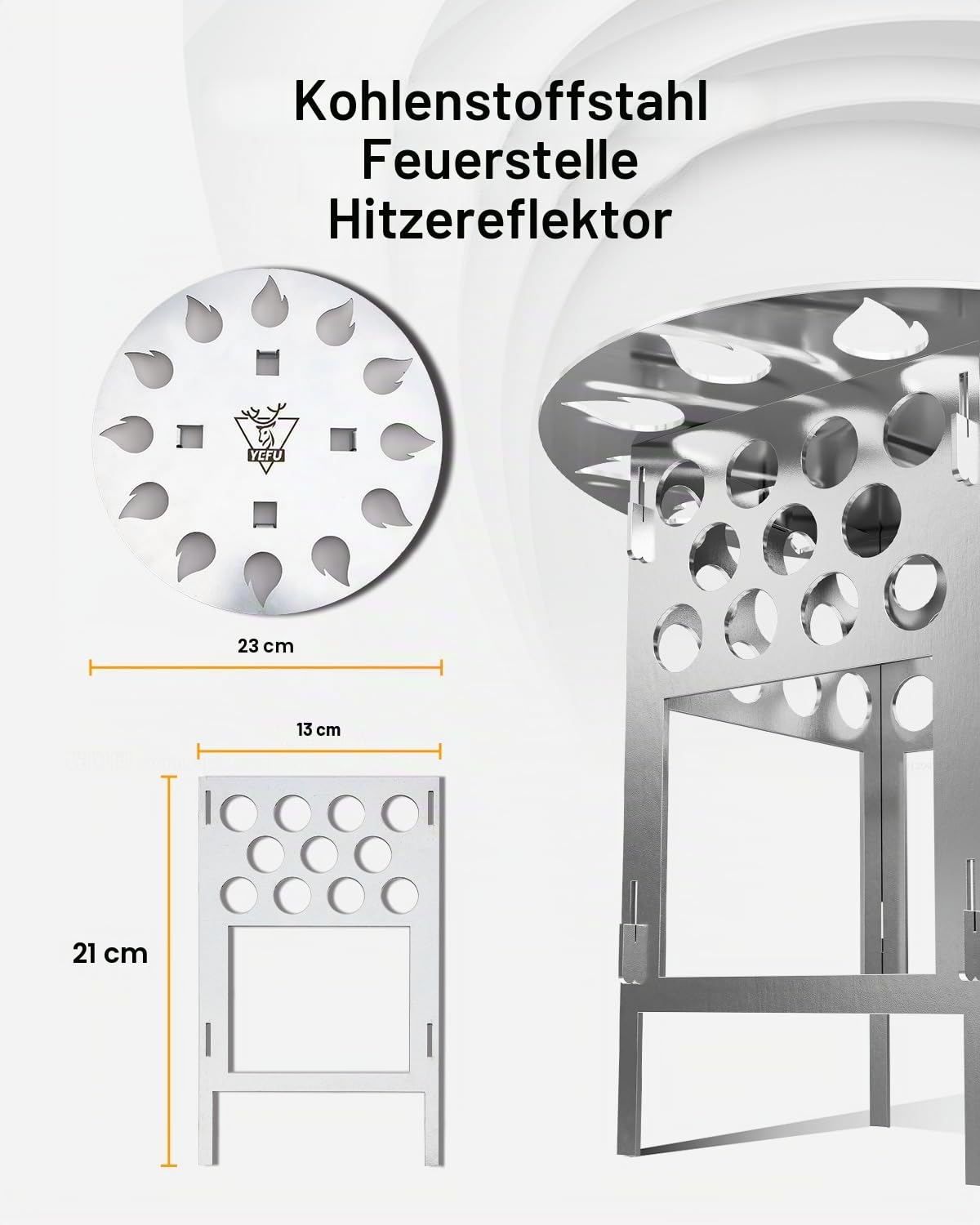 YEFU Feuerstelle Wärmeabweiser für Solo-Herd Mesa XL YEFU 17,8 cm, tragbarer Wärmeverteiler für Tisch-Feuerstelle, erfasst und leitet Wärme um, Abnehmbarer Mesa XL Hitzeschutz für Solo-Herd-Zubehör