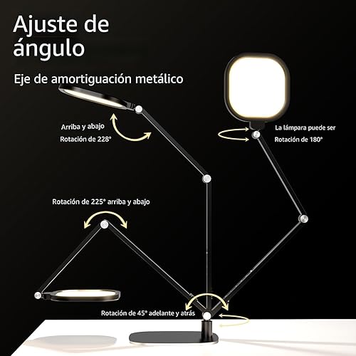 Miniatura 5 de Lámpara de escritorio LED para oficina en casa, luz de escritorio moderna que cuida los ojos, 3 temperaturas de color, luz de computadora de 10
