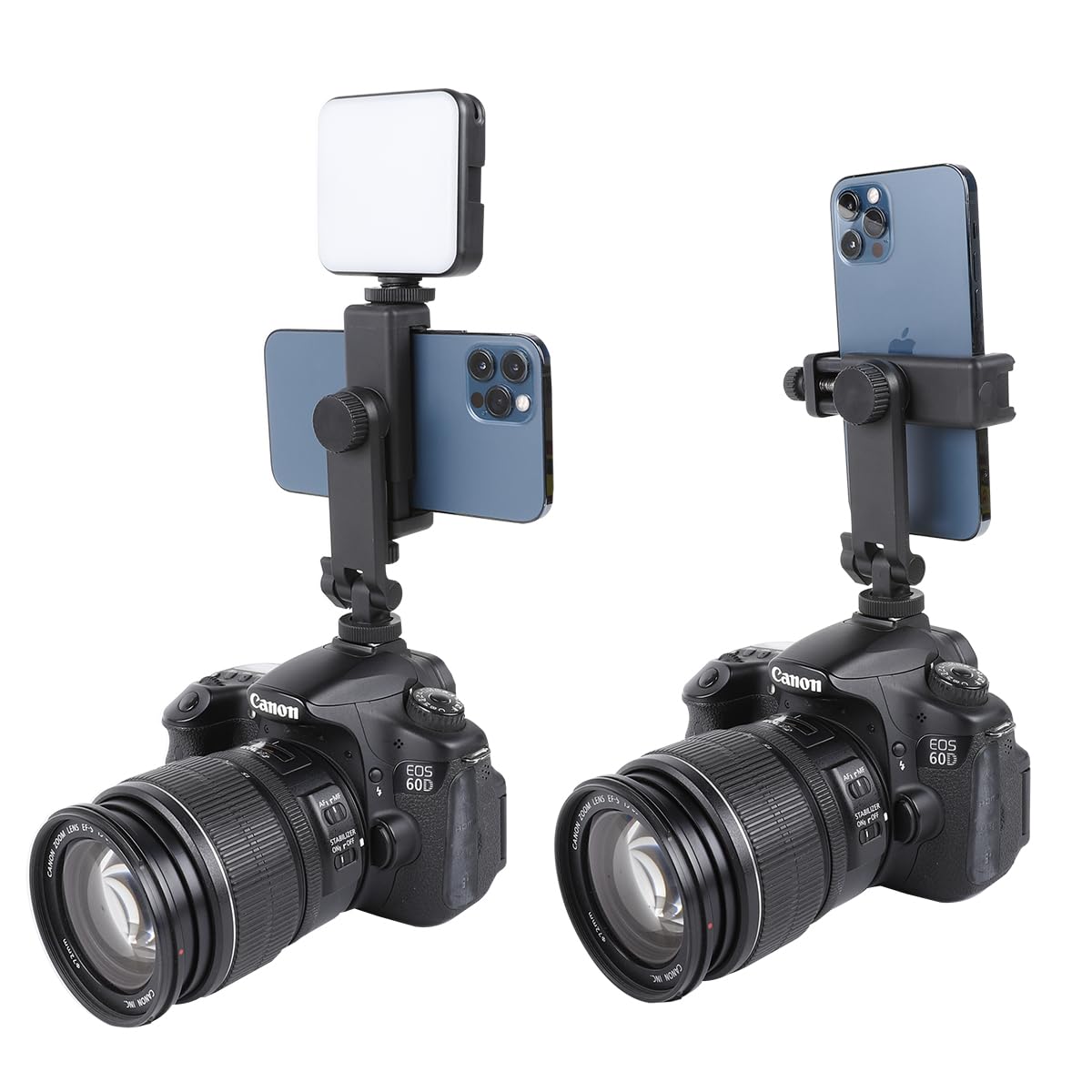 Multifunctional Universal Cell Phone Tripod Mount Adapter 360 Rotation Camera Hot Shoe Phone Holder Compatible with Canon Nikon Sony DSLR