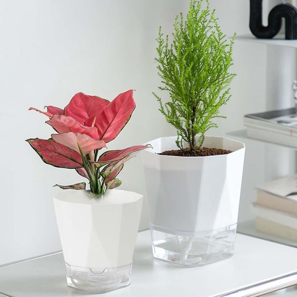 Lot de 6 conteneurs à arrosage automatique pour plantes avec coque double couche et gestion du drainage pour intérieur et extérieur (taille XL)