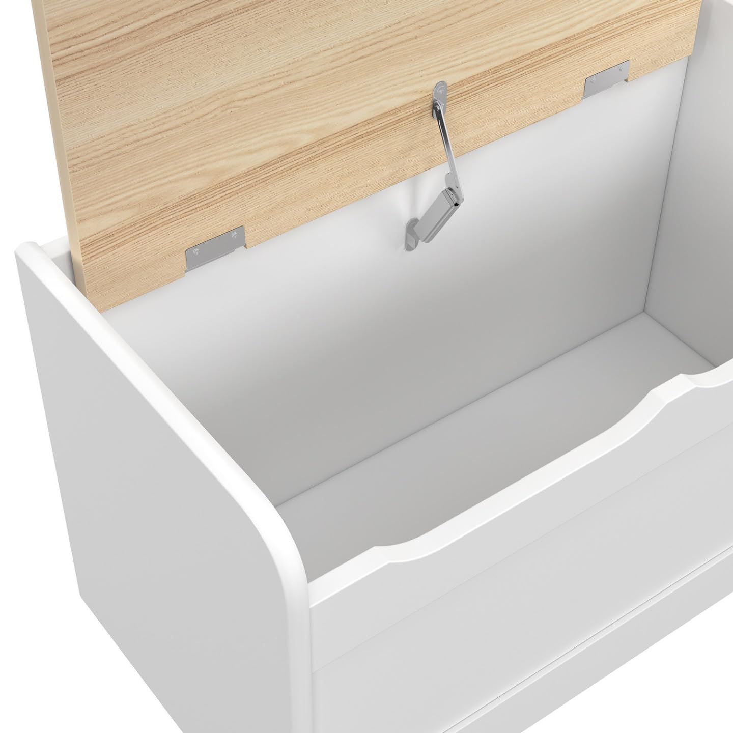 IDMarket - Banc Coffre de Rangement Enfant Logan 60 cm en Bois Blanc et hêtre