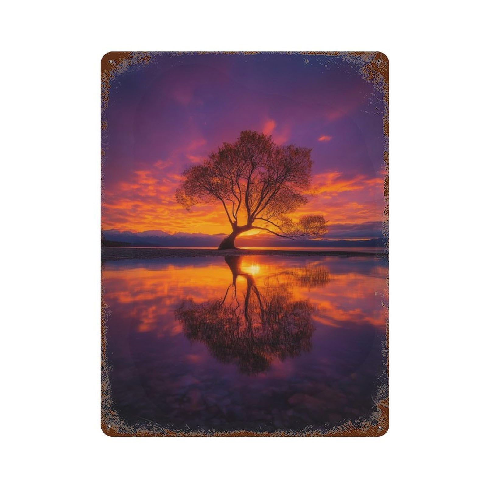 Sunset Reflections Nature's Artistry Decorative Tin Sign 15.7"x11.8", Shabby Chic Decor for Garage, Pub Or Kitchen