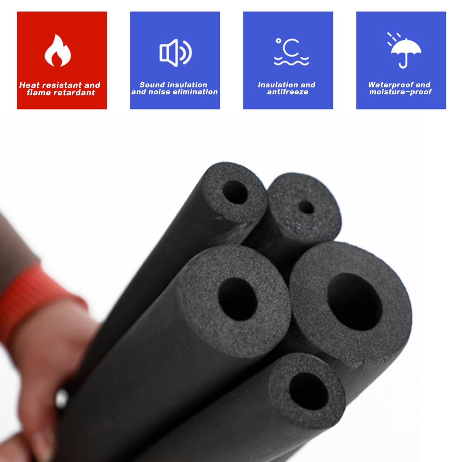 9 Piezas Tubo Espuma Aislante Aislante Tubo Aire Acondicionado, Tubo Aislant Anticongelante,Aislamiento De Tuberías De Espuma,para Riego De Invierno (Size : ID108mm*T20mm*L1.9m)
