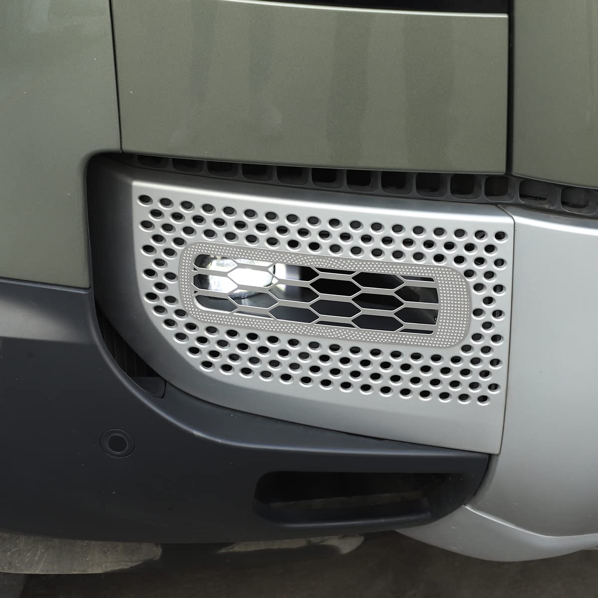 Koplampmontages Voor Land Voor Rover Voor Defender 110 2020-2022 Auto Koplamp Lampenkap Bescherming Netto Cover Metalen Auto Styling Zwarte Auto Exterieur Accessoires Heldere Shell-koplamp (Size : 2
