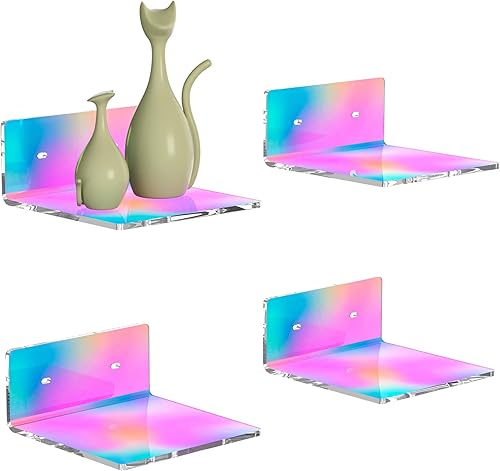 Miniatura 11 de Estantes de pared negros de 9 pulgadas, paquete de 4 repisas acrílicas para montaje en pared, estante de pared acrílico para figuras Funko Pop,