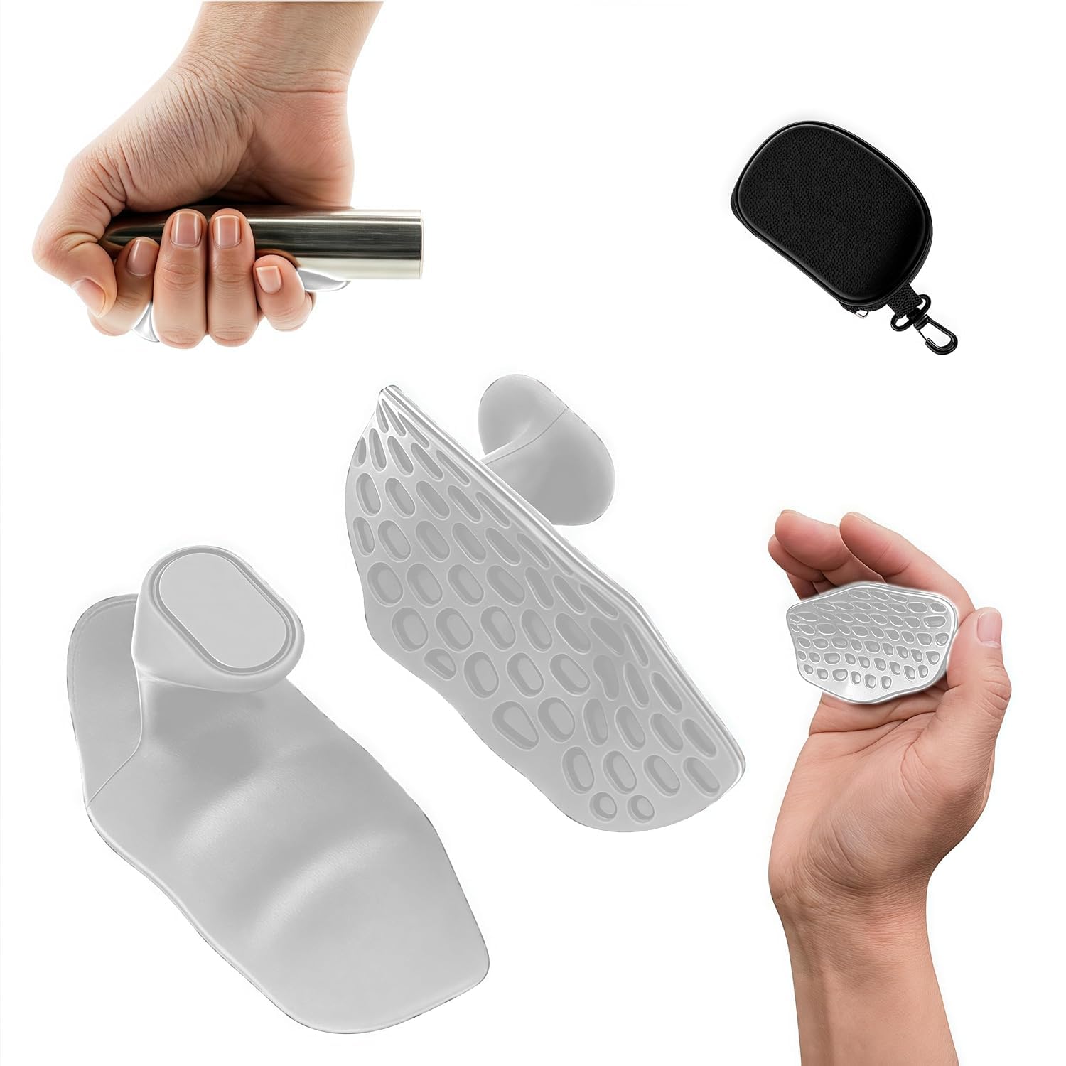 SUVIKSHA Gym Hand Grip–Anti-Slip Hand Grips for Gym, Rubber Grip Pads for Strength Training, Dumbbells, Workouts–Ergonomic Fingerless Design for Palm Protection Workout Gloves for Men & Women (Grey)-image-28
