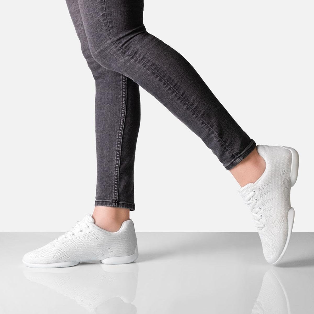 Anna Kern Suny Damen Dance Sneakers 160 Bold - Knit Weiß - Normalweite - 1 cm Sneaker Absatz - Geteilte PU Sohle