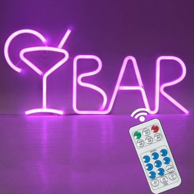GUOCHENG Neon BAR Sign Decorative Led Illuminated Letter Lights Pre-Lit Pub BAR Sign - Neon Light Up Letters  Lighted Bar Decor(Purple)