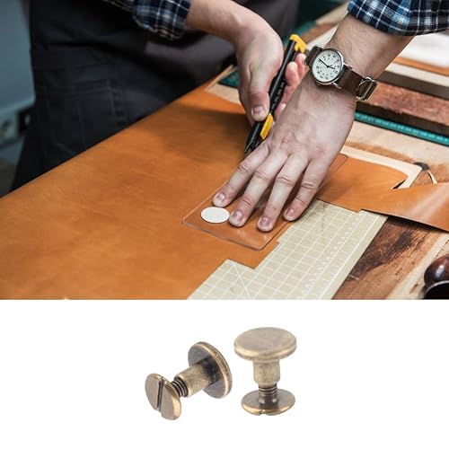 Miniatura 2 de Kit surtido de 20 remaches planos de cuero Chicago para álbumes de recortes, álbumes de fotos, reparación de cuero (0.256 in)