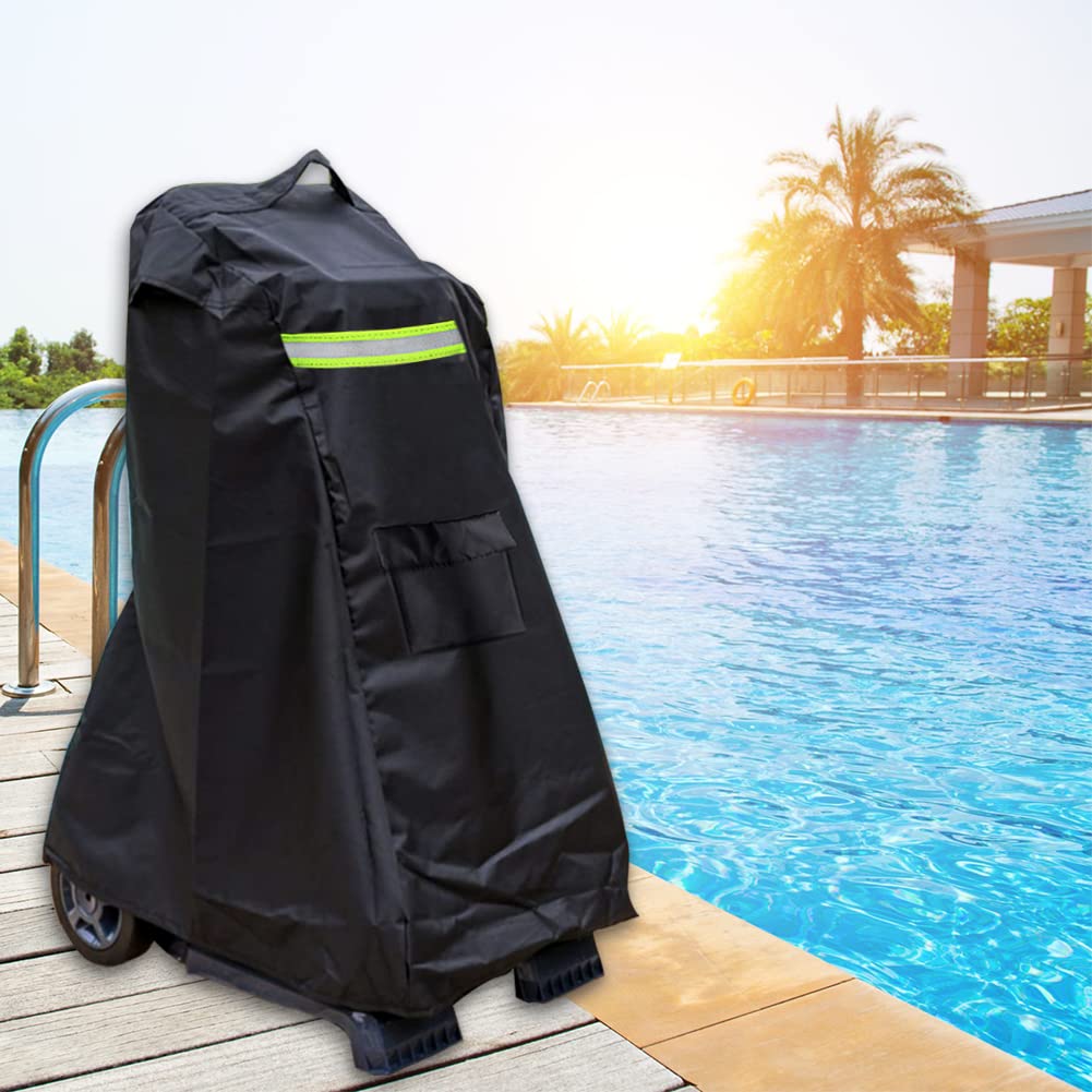Cubierta para Robot Limpiafondos Dolphin, Caddy Funda para Robot Limpiador de Piscinas Dolphin, Robot Limpiafondos con Bolsillos Cordón Tiras Reflectantes, Parasol Impermeable A Prueba