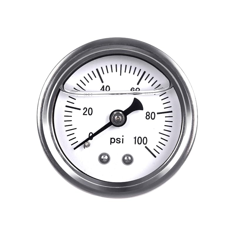 Manômetro de pressão de combustível ZHSYMX 0–100 PSI, mostrador branco de 1,5" – 1 unidade