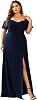 Ever-Pretty Plus Women's Off Shoulder Ruffles Sleeves Side Slit Chiffon Plus Size Bridesmaid Dresses 00237-DA