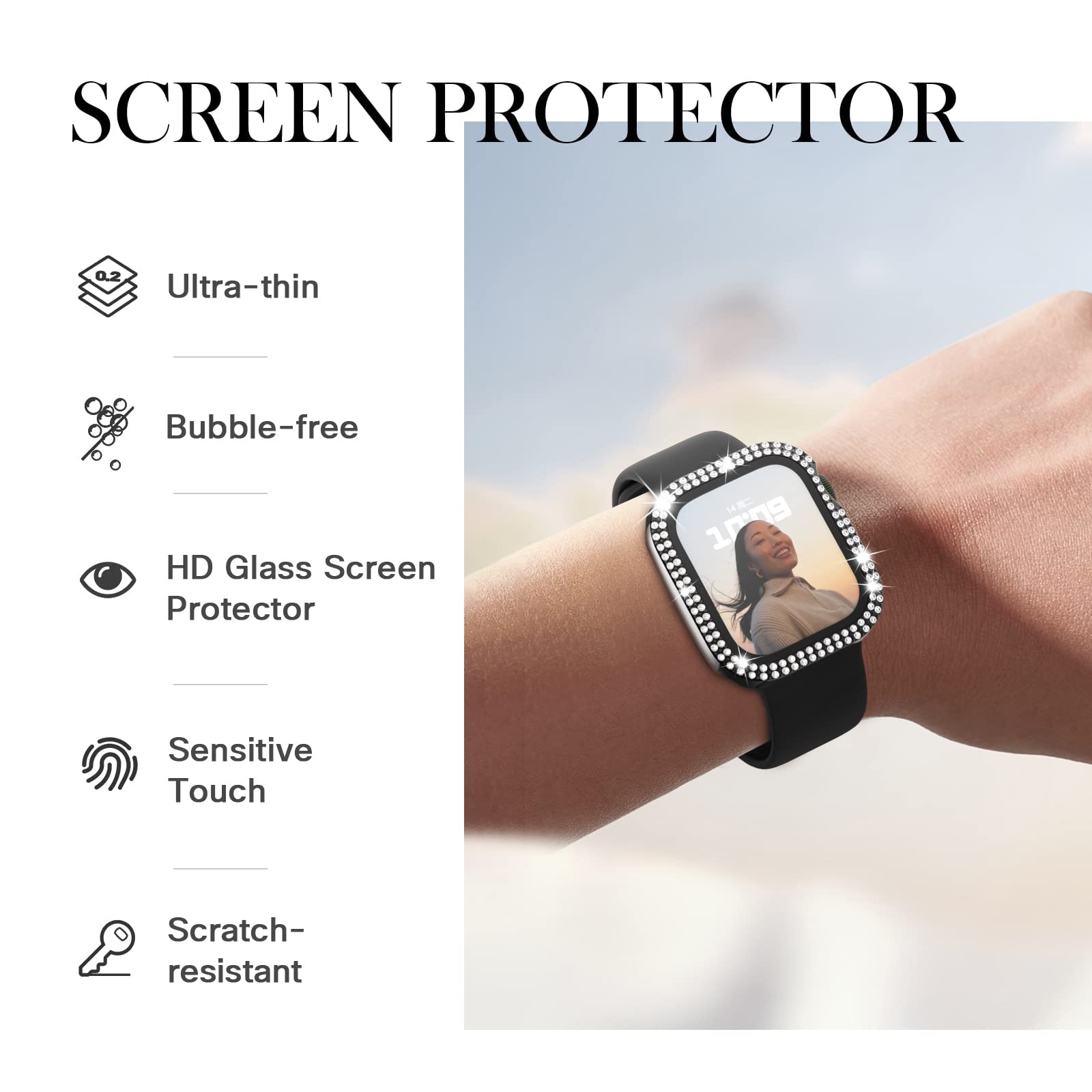 Amazon.co.jp: Adepoy コンパチブル Apple Watch ケース 41mm キラキラ