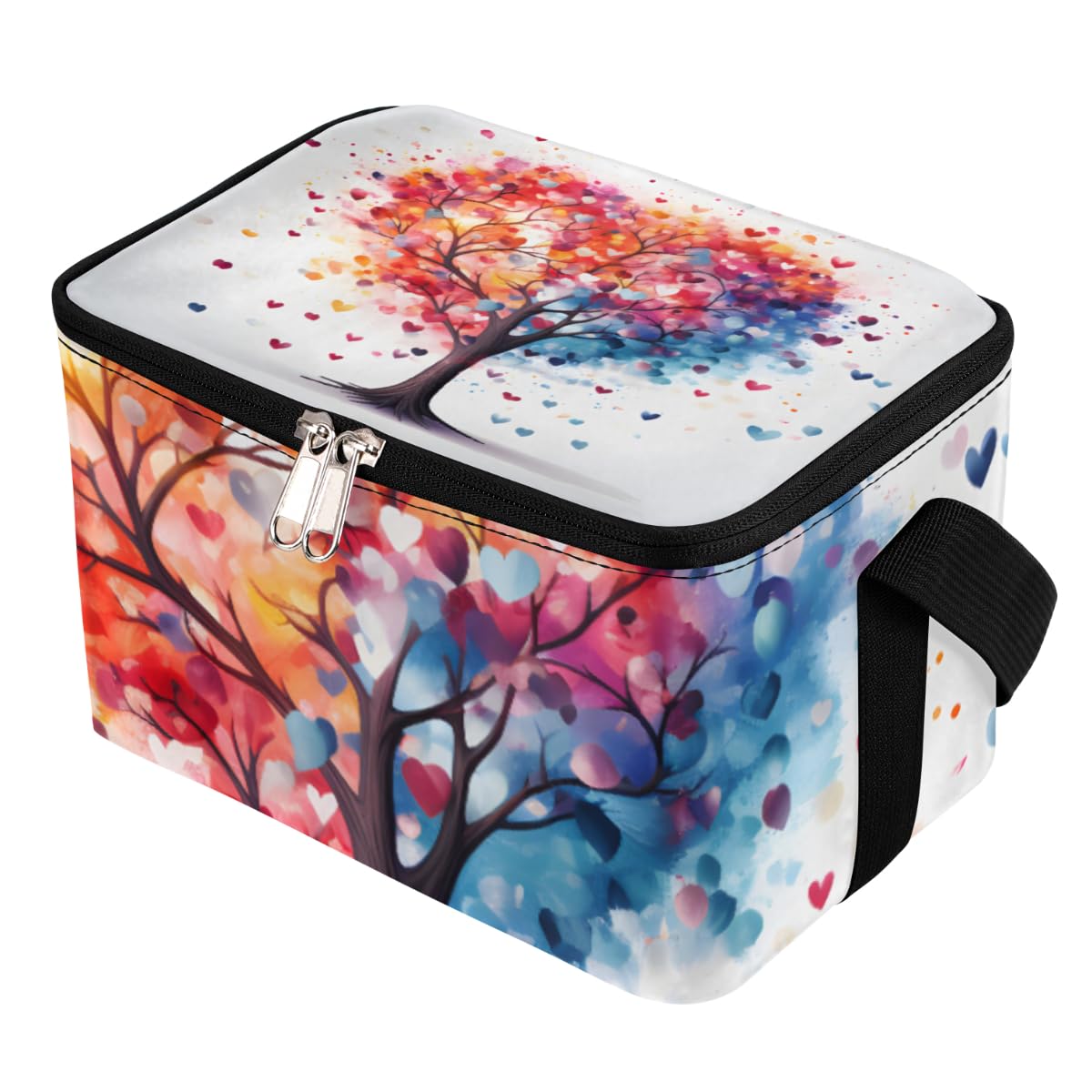 Lunch Bags for Women Men 9 Cans,Love Tree Hot & Cold Food Delivery Bag Insulated Grocery Bag Insulated Lunch Box Valentines Day Cooler Bag for Office Work Picnic Beach