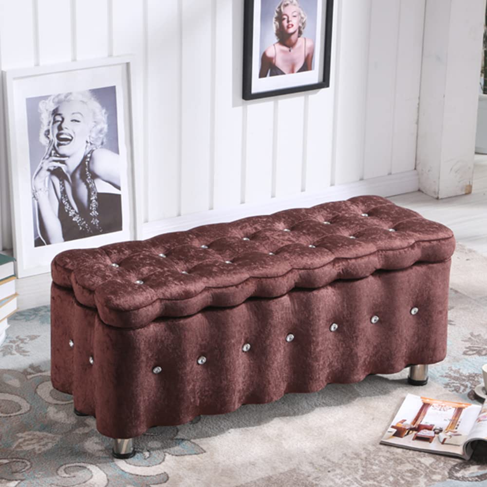 Tabouret de rangement avec couvercle à charnière pour bout de lit