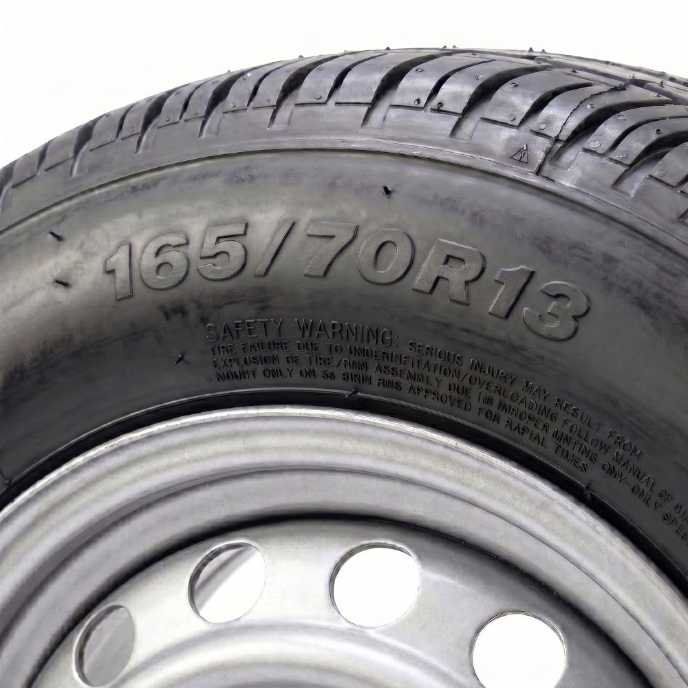 Roue complète 165/70R13 13" - 4 Trous - Entraxe 130mm - Déport 0 - Pour remorque - 13 pouces - Largeur 165mm - Indice de vitesse N 140km/h - Indice de charge 79 (437kg)