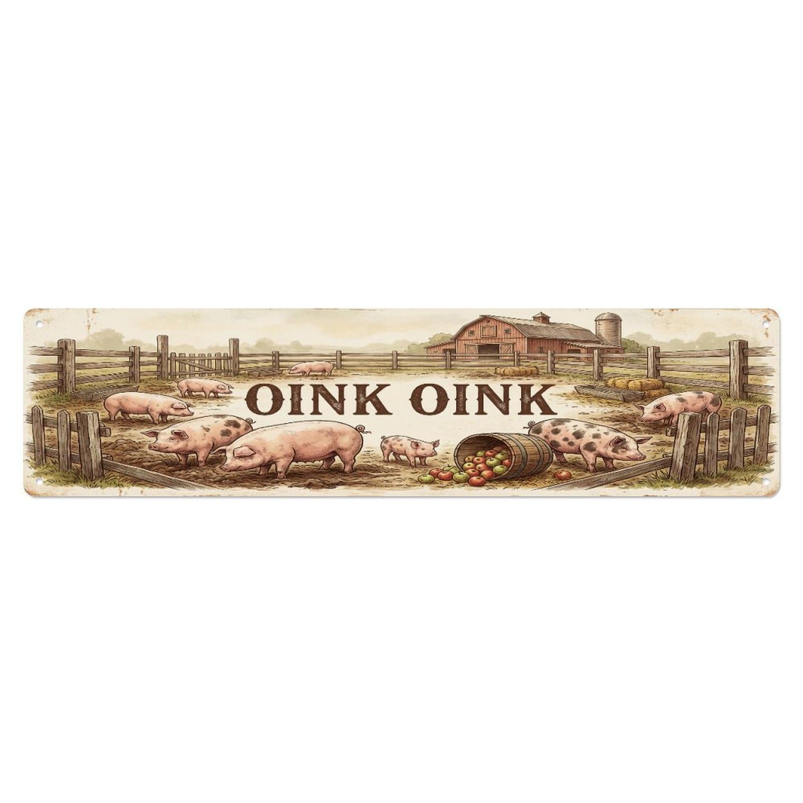 Xanthor Style Metal Tin Sign Vintage Yard Oink Pig Farmhouse Funny Pig Backyard Farm