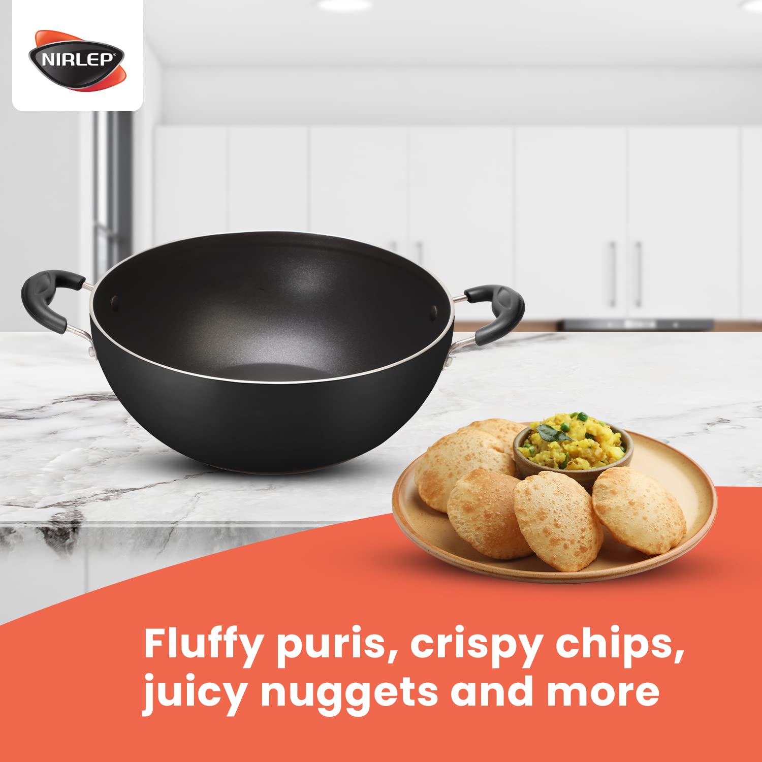 Nirlep 26cm Non Stick Deep Kadai - Induction Compatible -6