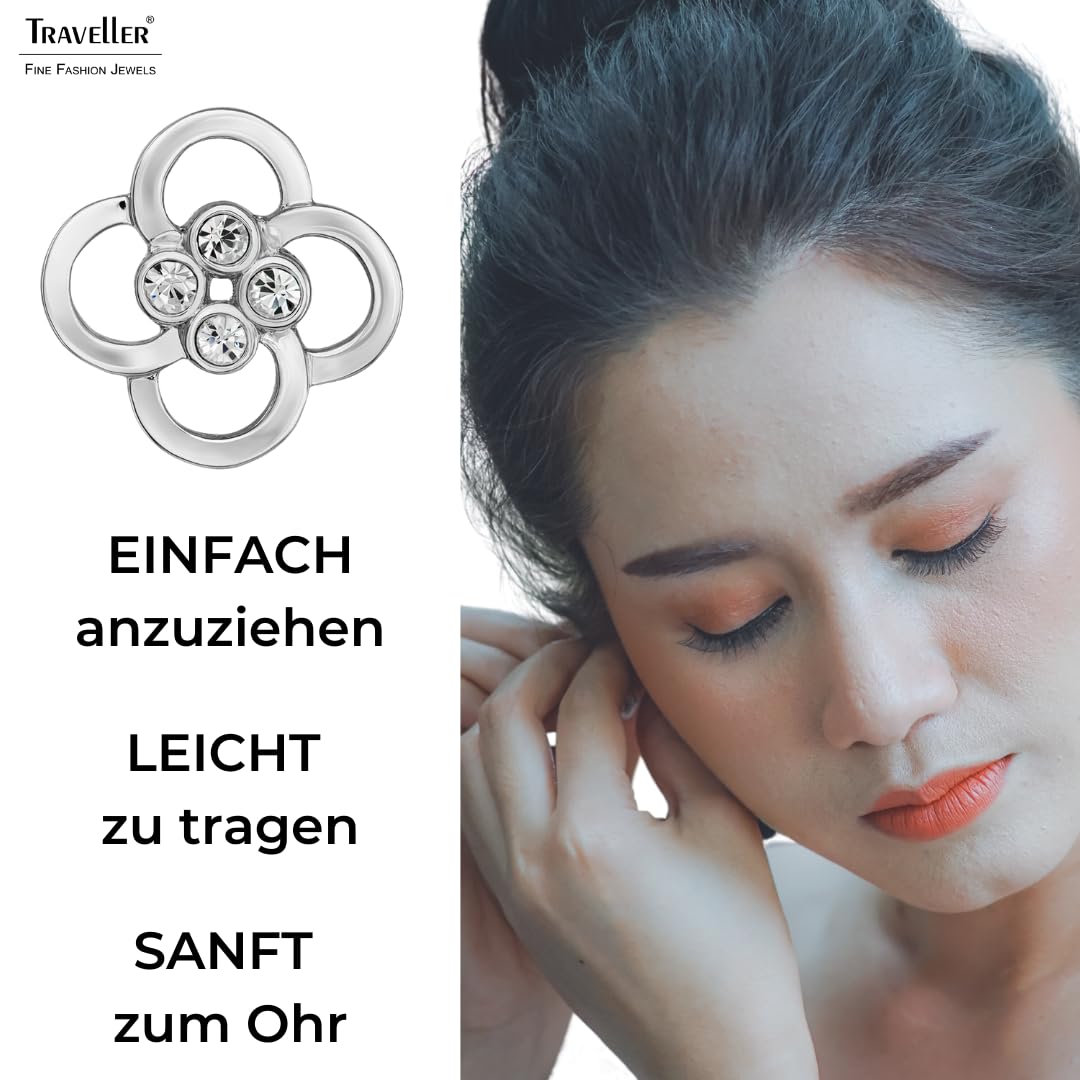 Traveller Ohrclip - Blume - Platiniert - Kristalle - 157682