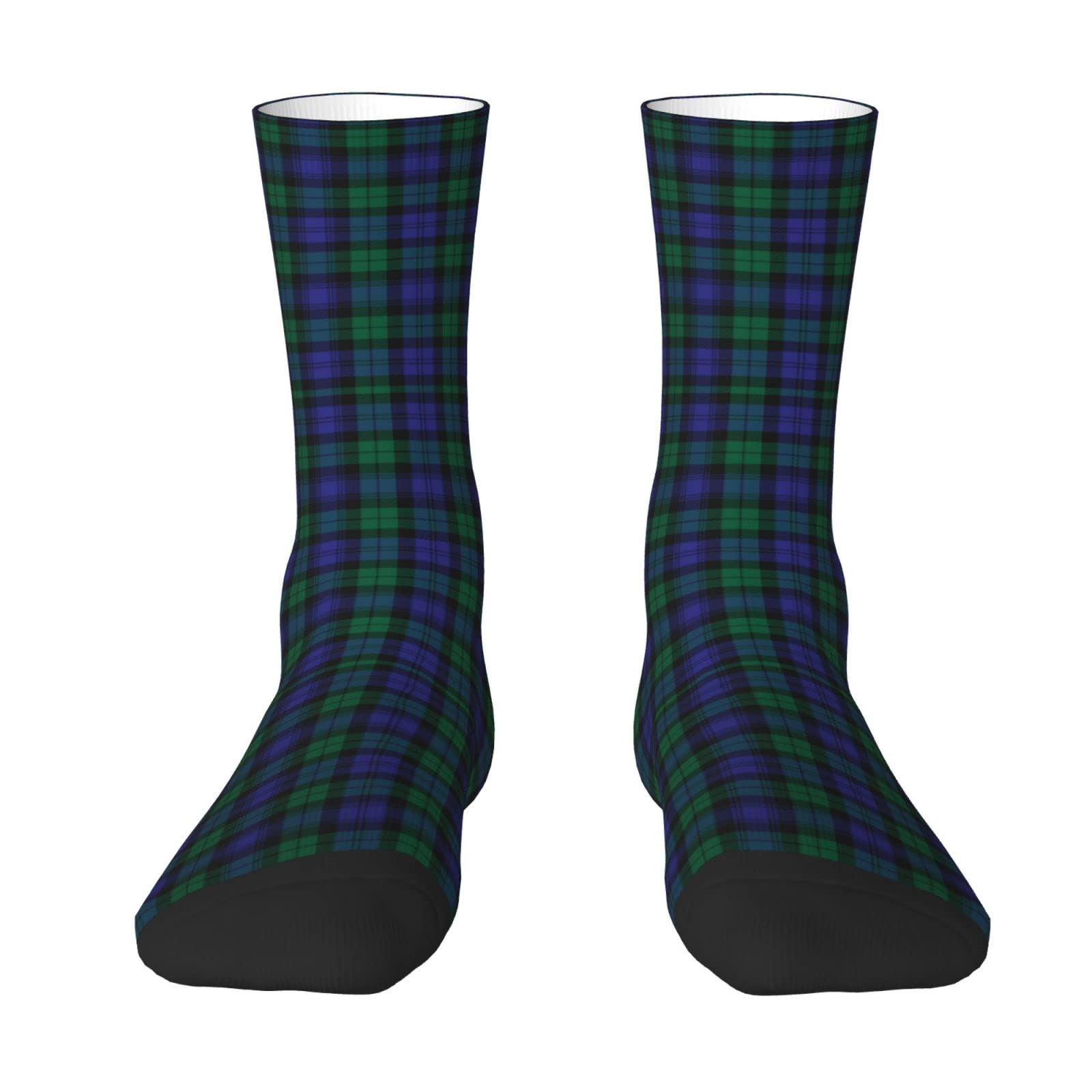 Oudrspo Scottish Clan Blackwatch Modern Tartan Plaid Men & Women Crew Socks,Tartan Plaid Novelty Fashion Casual Crew Tube Sock Athletic Sports Dress Socks