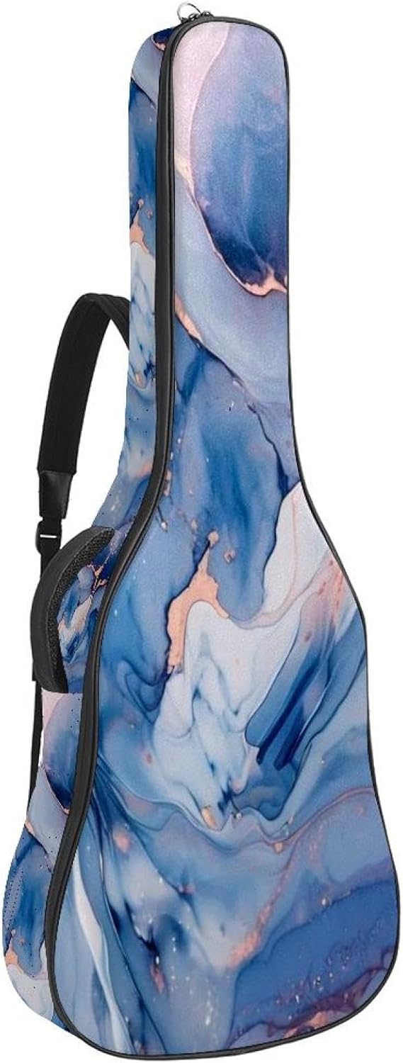 40/41/42-inch Colored Marble Acoustic Guitar Bag With Adjustable Shoulder Strap And 2 Storage Bags. Guitar Bag With Back Hanging Loop, Electric, and Classical Guitars